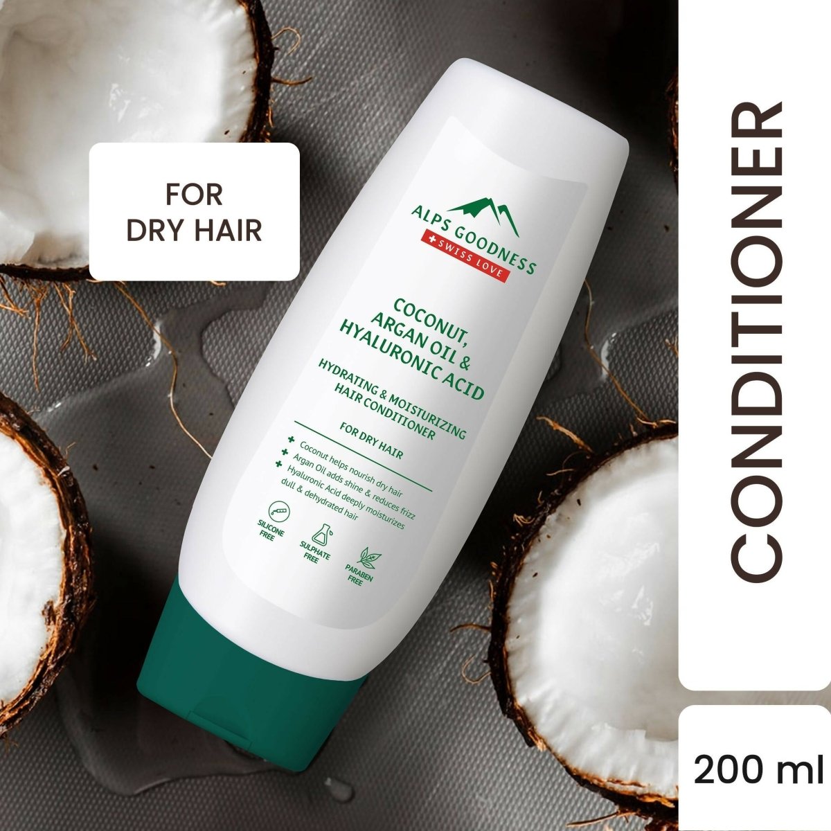 Alps Goodness Coconut, Argan Oil & Hyaluronic Acid Hydrating & Moisturizing Conditioner - Distacart