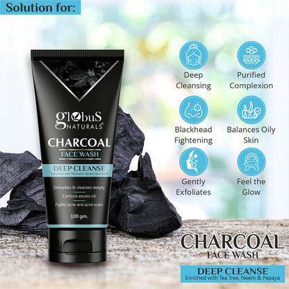 Globus Naturals Charcoal Face Wash - Distacart