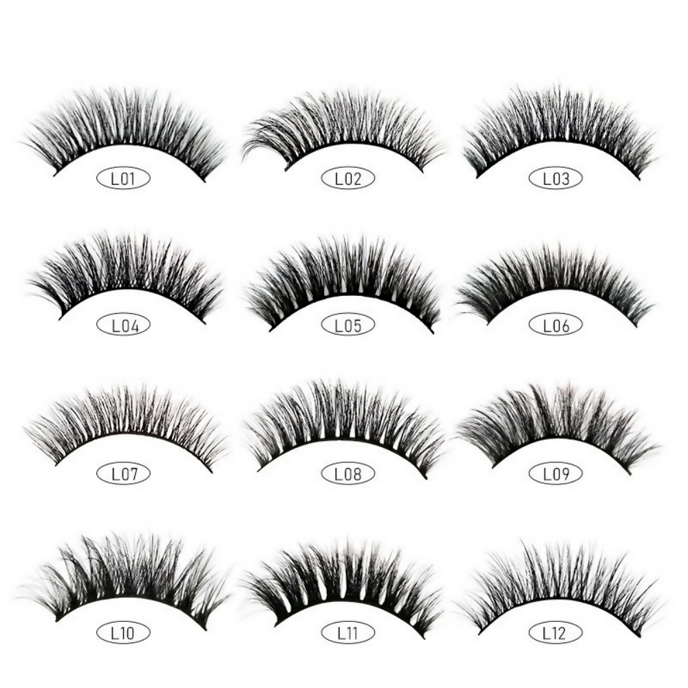 Bronson Professional Eyelash Set 3d False Long And Natural Eye Makeup - L01 - Dista