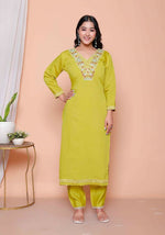 Thumbnail for Miravan Womens Muslin Yellow Kurta And Palazzo With Dupatta Set - Distacart