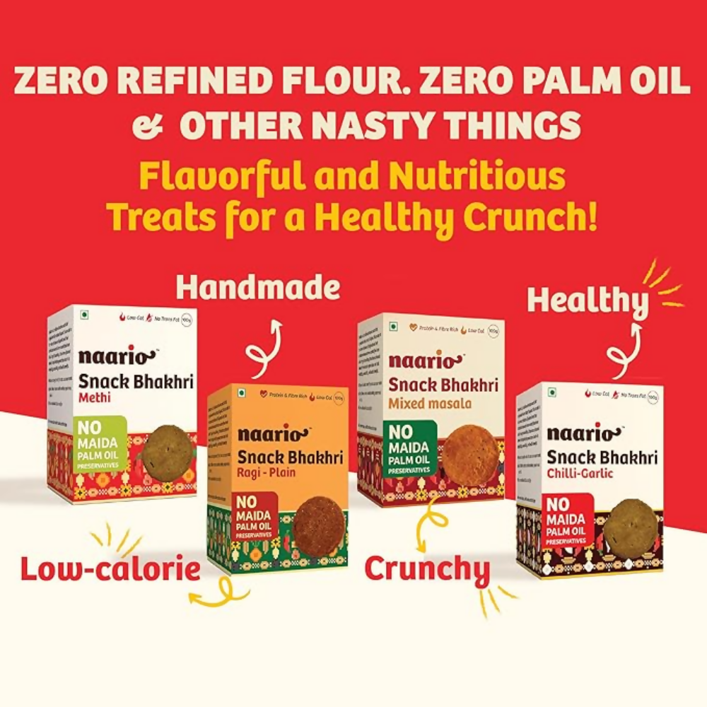 Naario Chilli Garlic, Methi, Plain, Masala, Peri Peri Crackers - Dista