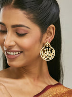 Thumbnail for Nuyug 22K Gold-Plated Elegant Kundan Stone Studded & Pearl Beaded Chandbalis