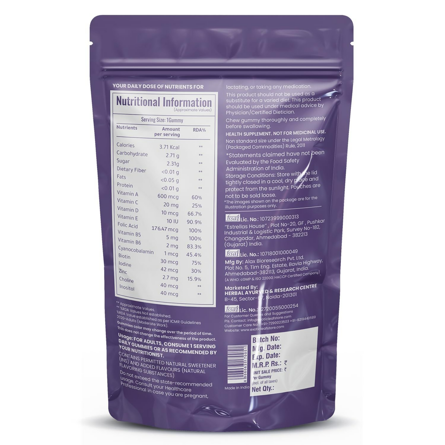 Exotic Leaf Biotin Gummies - Distacart