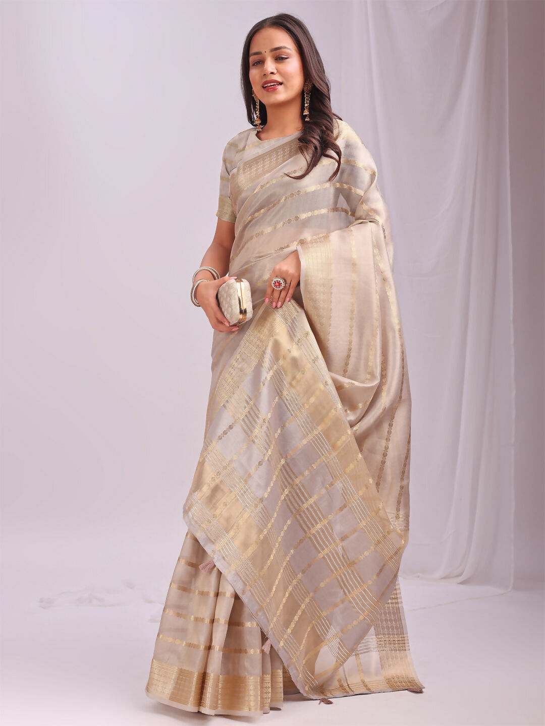 Astita Organza Cream Saree