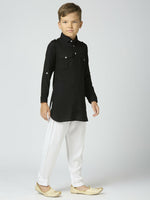 Thumbnail for Joban Fashion Kids Island Full Sleeves Cotton Pathani Kurta and Pyjama Set - Black - Distacart