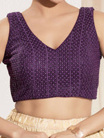 Thumbnail for Joban Fashion Wine Sequence Padded Blouse With V Neck Sleeveless