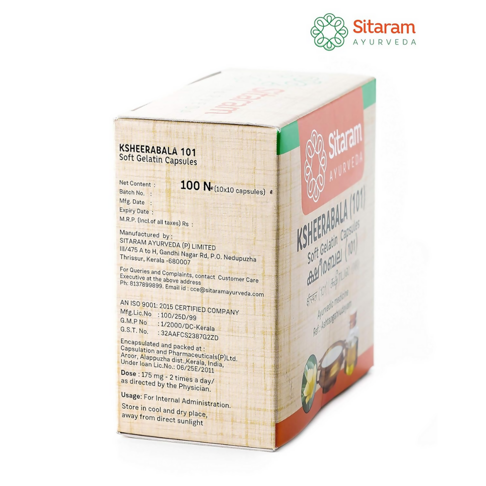 Sitaram Ksheerabala 101 Soft Gelatin Capsules - Distacart