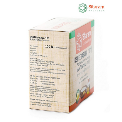 Sitaram Ksheerabala 101 Soft Gelatin Capsules - Distacart