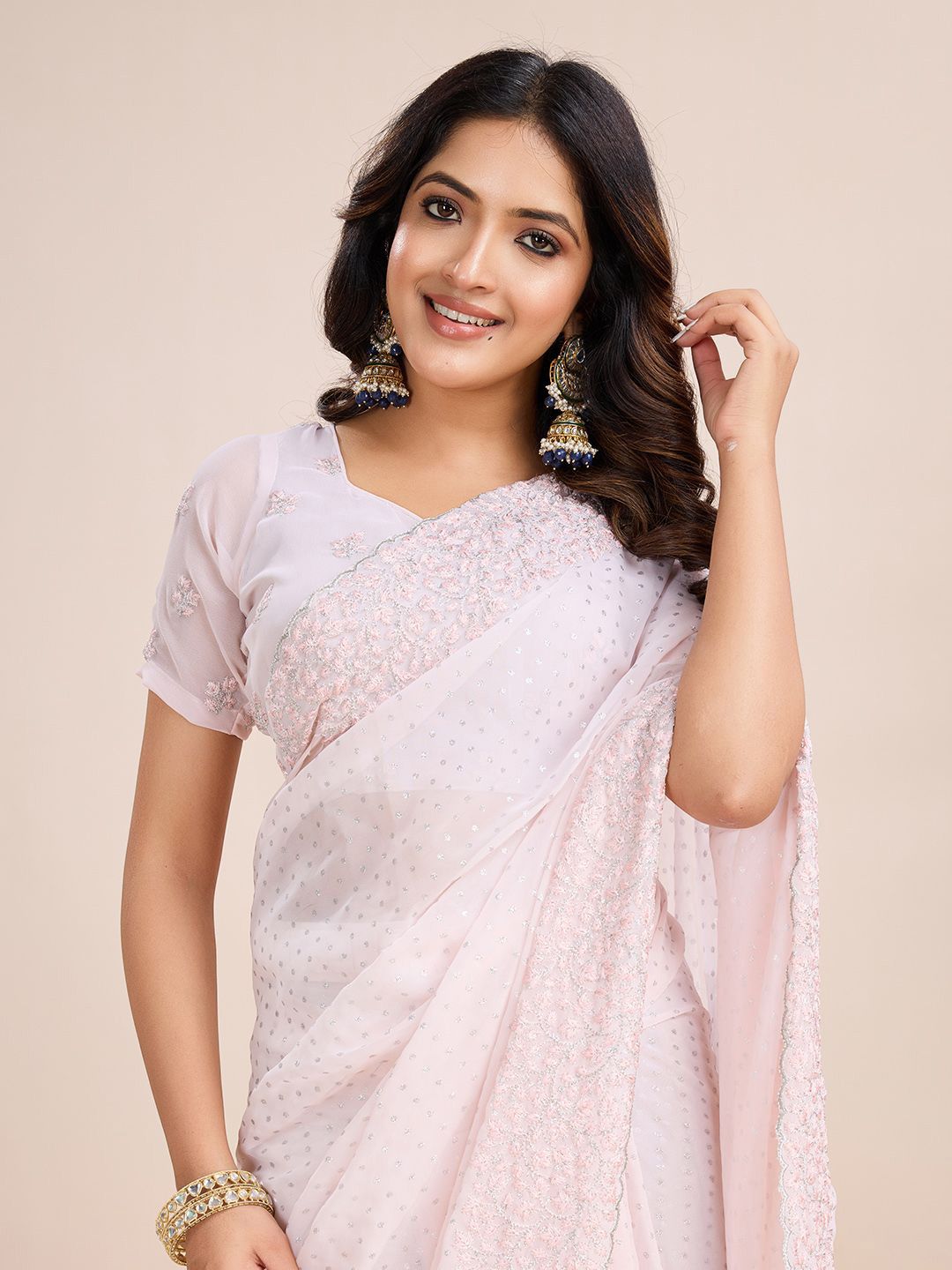 kasee Embellished Poly Georgette Ready to Wear Saree - Distacart