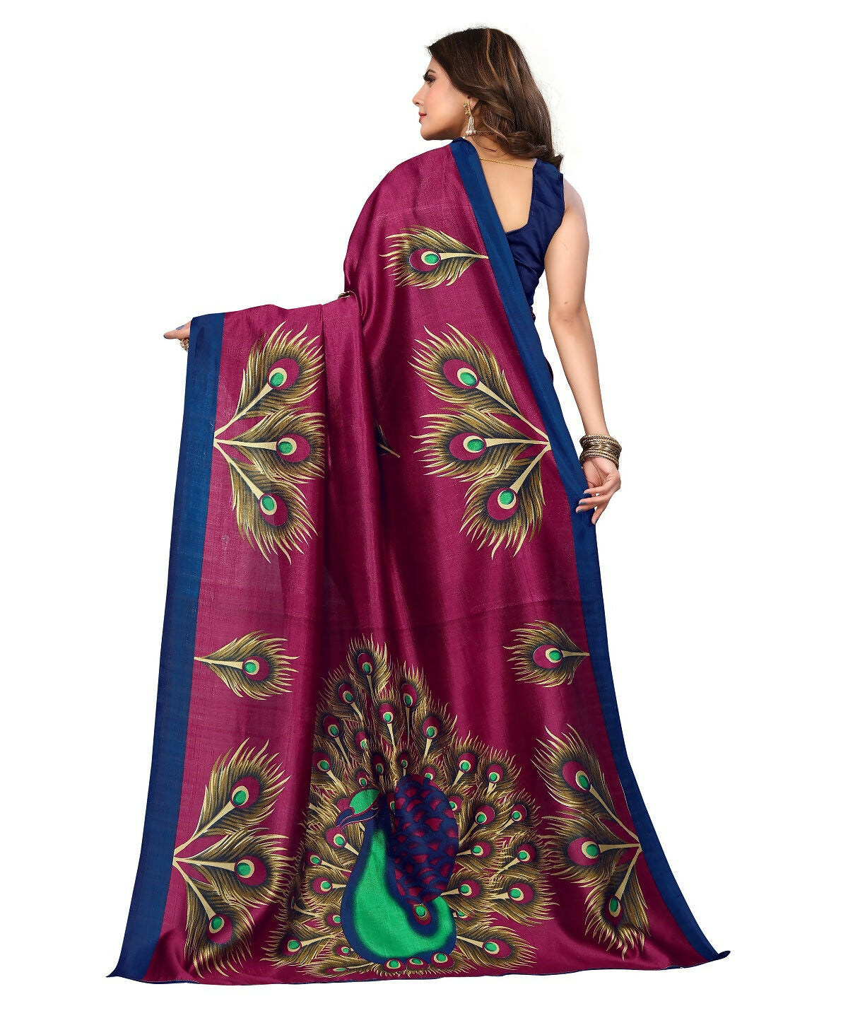 Vamika purple Printed Art Silk Saree - Distacart