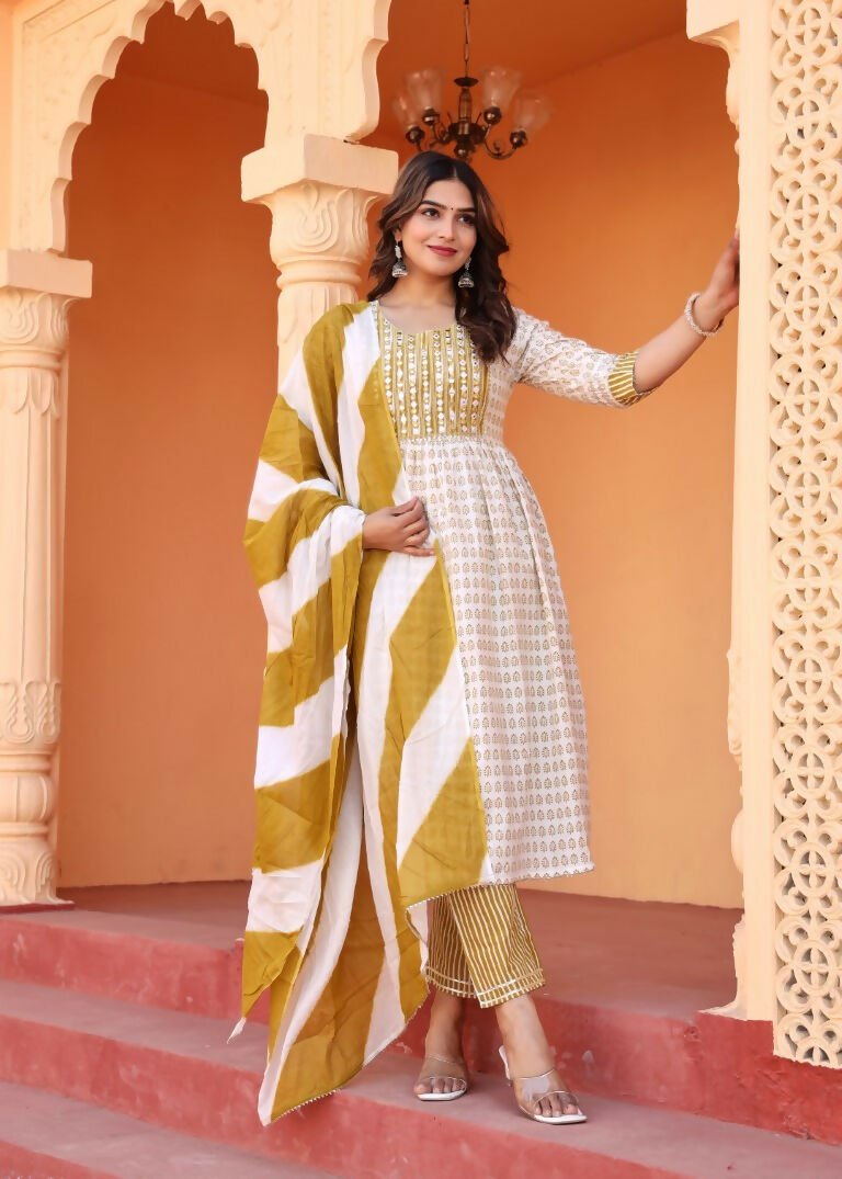 Alvano Printed 3Pcs Kurti Set for Women's and Girls Rayon - Distacart