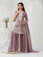 Thumbnail for Anaita Peach Gold Crush Stitched suit with heavy embroidery work - Distacart