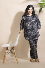 Thumbnail for Breathables Floral Cotton Co-Ord Set – Black - Dista