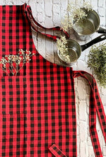 Thumbnail for Pixel Home Cotton Apron Check Kitchen-Red Checked - Dista