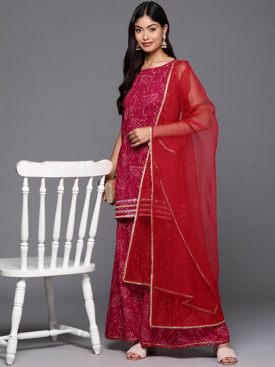 Ahalyaa Women's Traditional wear Kurta Set - Red - Distacart