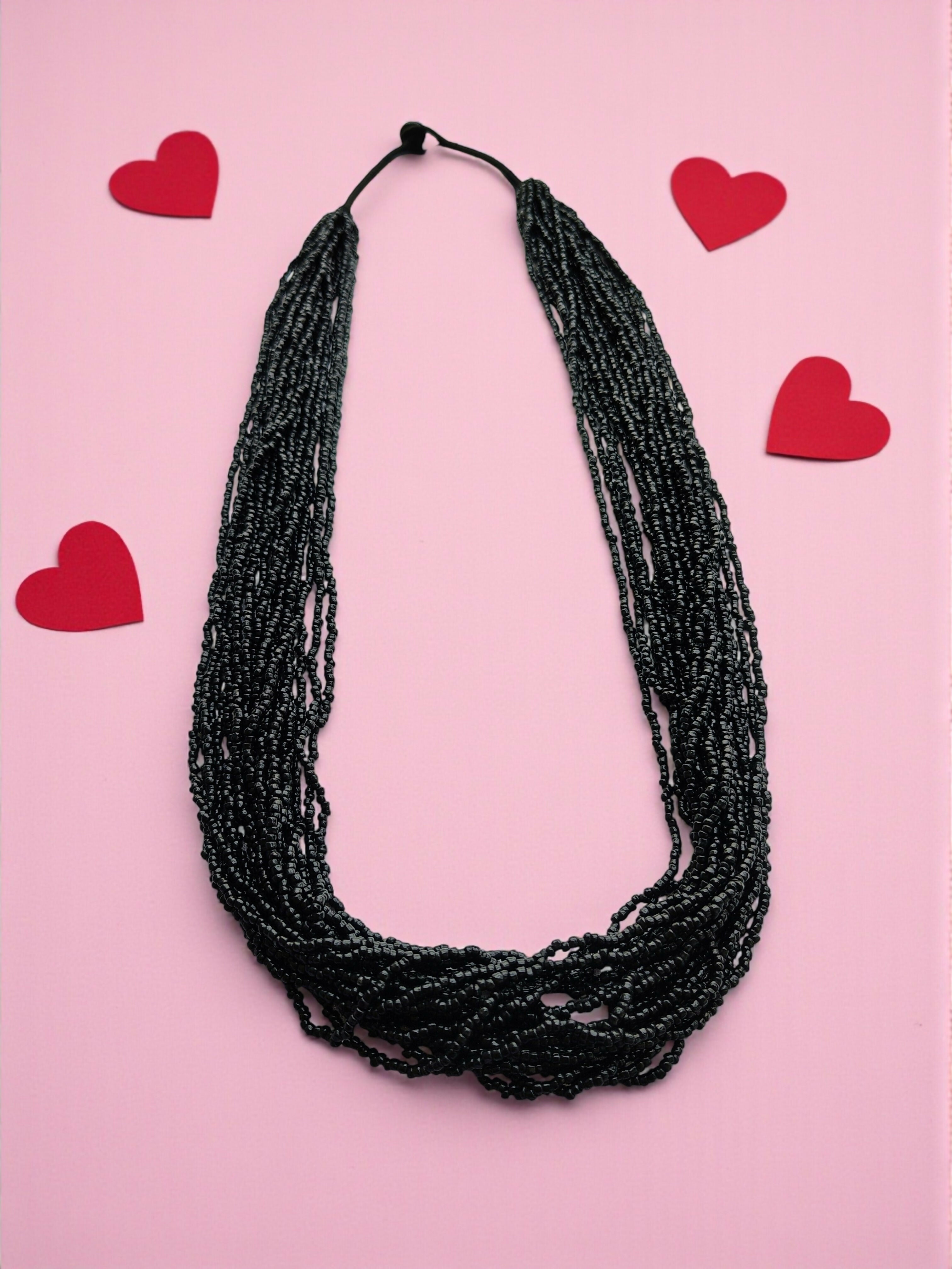 Inhanns Rangsaaz 20-Layer Luxe Long Beaded Only Necklace - Black Only Neckalce 20 Layer Long - Distacart