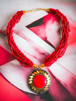 Thumbnail for Inhanns Everyday Statement Beaded Pendant Necklace - Red - Distacart