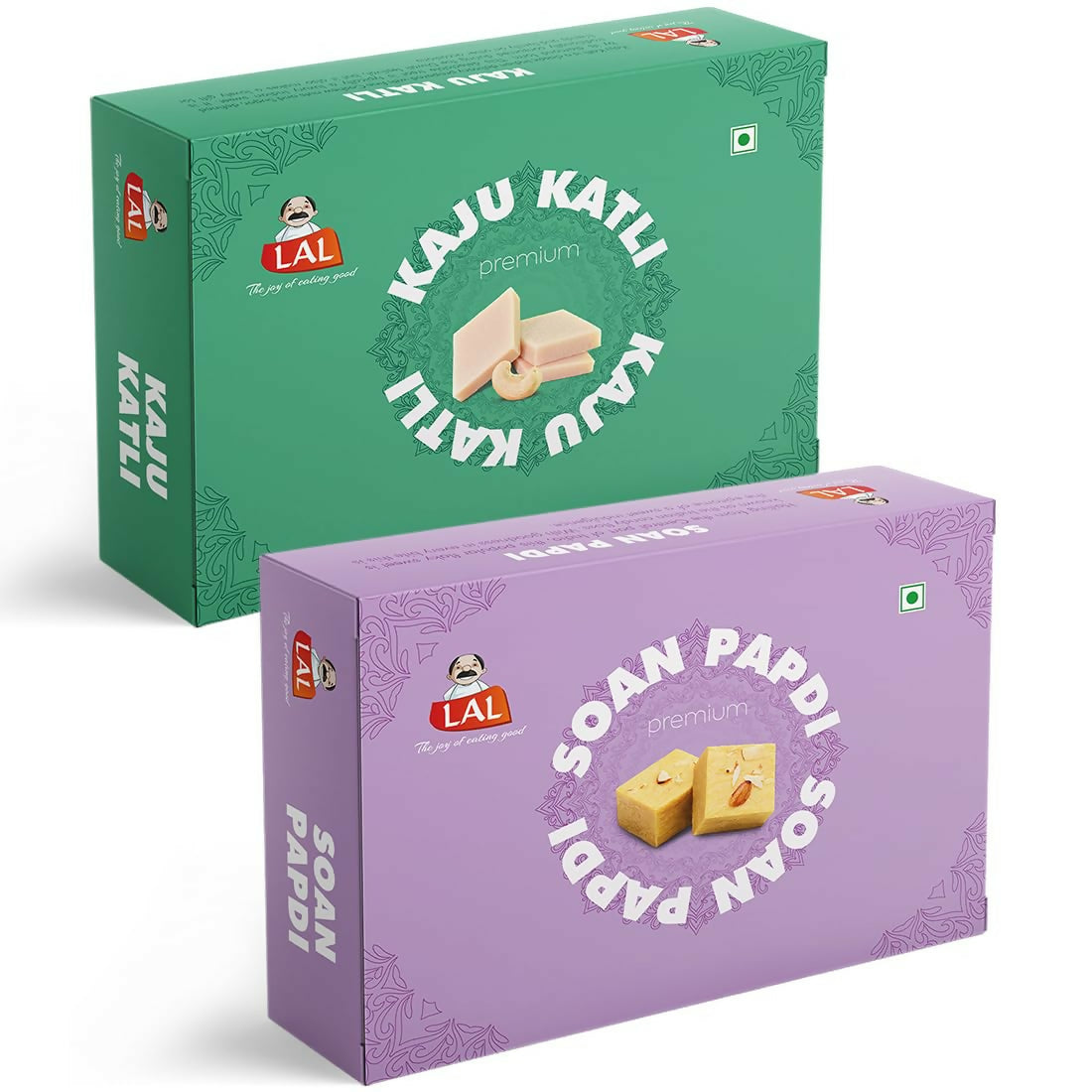Lal Sweets Combo Pack - Kaju Katli 400 g & Soan Papdi Premium 400g| Desi Cow Ghee Indian Sweet Box Combo - Distacart