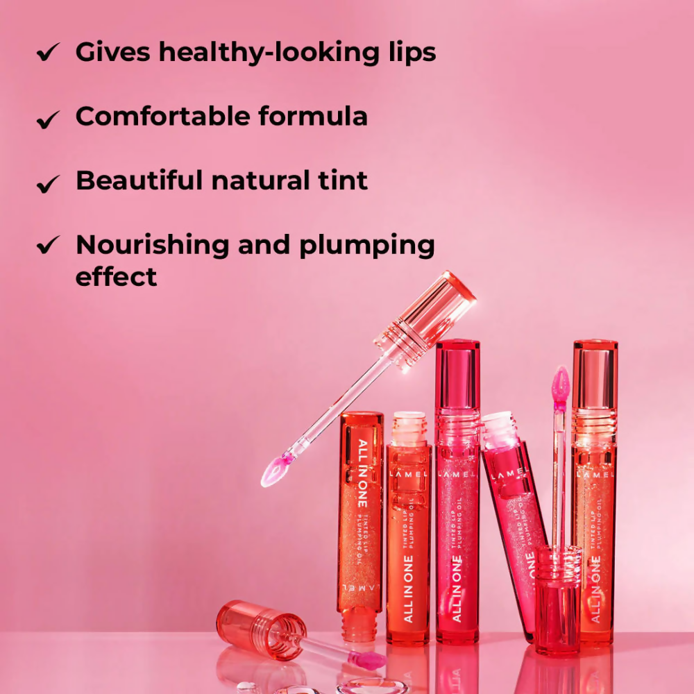 Lamel All In One Lip Tinted Plumping Oil - 404 Berry Ice - Distacart