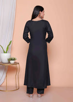 Thumbnail for Miravan Womens Black Mirror Work Angrakha Kurta And Palazzo Set - Distacart