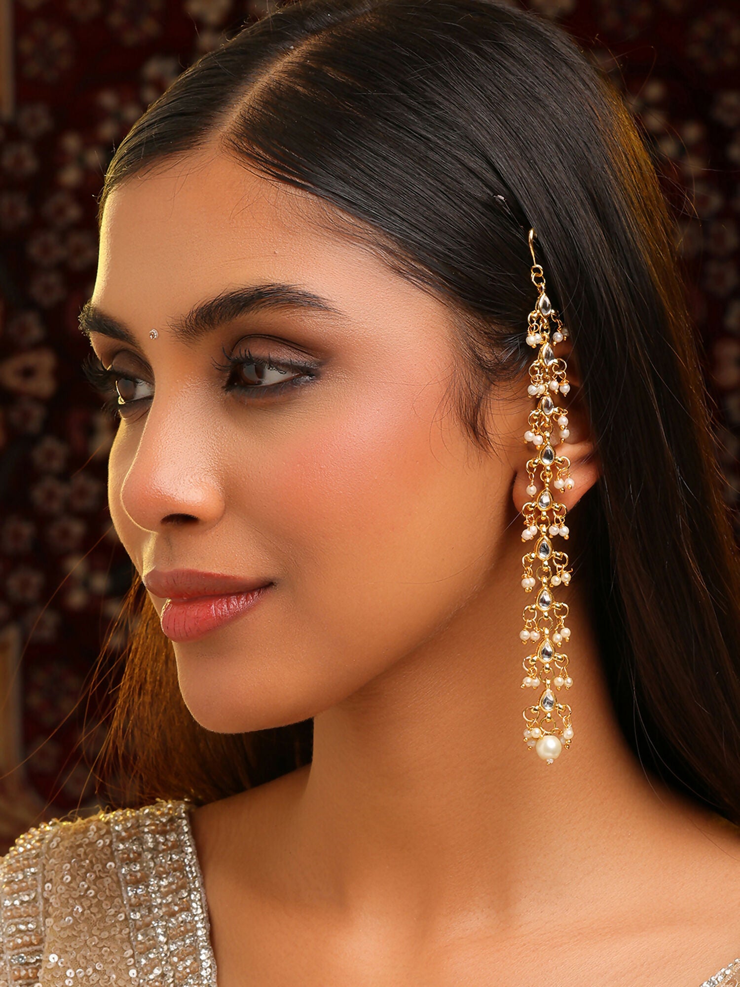 Ruby Raang Pearl And Stones Earrings - Distacart