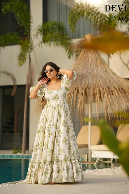 Aayaa Designer Printed Full Flared Gown - Multi Color - Distacart