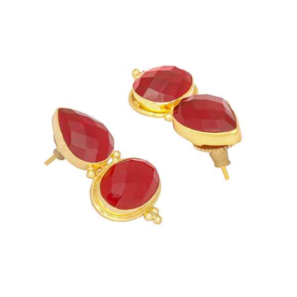 Nuyug 22K Gold Plated Red Embrace Earrings