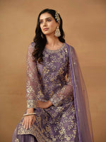 Thumbnail for Anaita Purple Embroidered Net Salwar Suit - Distacart