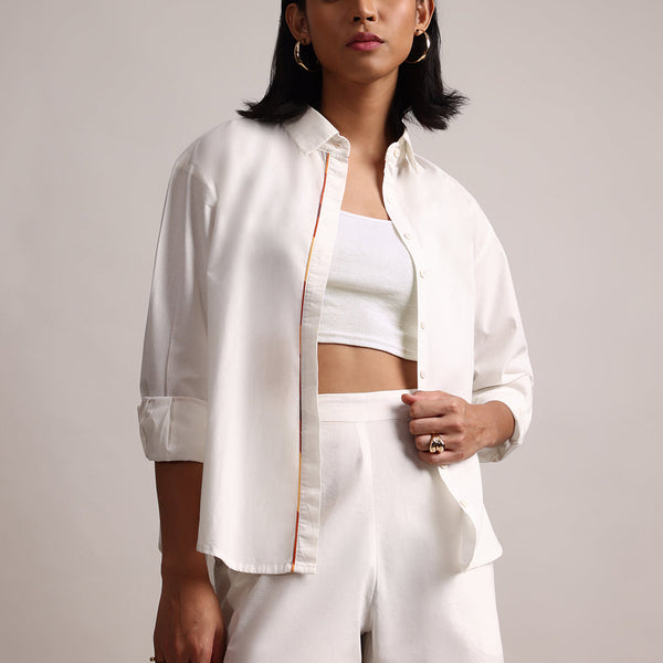 Zaccai Women's White Poplin Solid Co-Ords - Distacart