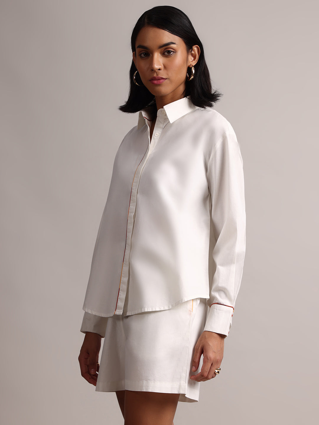 Zaccai Women's White Poplin Solid Co-Ords - Distacart