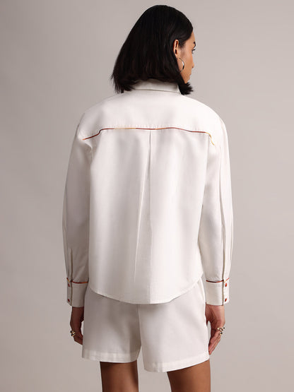 Zaccai Women's White Poplin Solid Co-Ords - Distacart