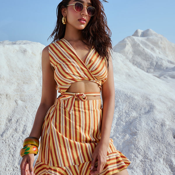 Zaccai Women's Multi Poplin Striped Co-Ords - Distacart