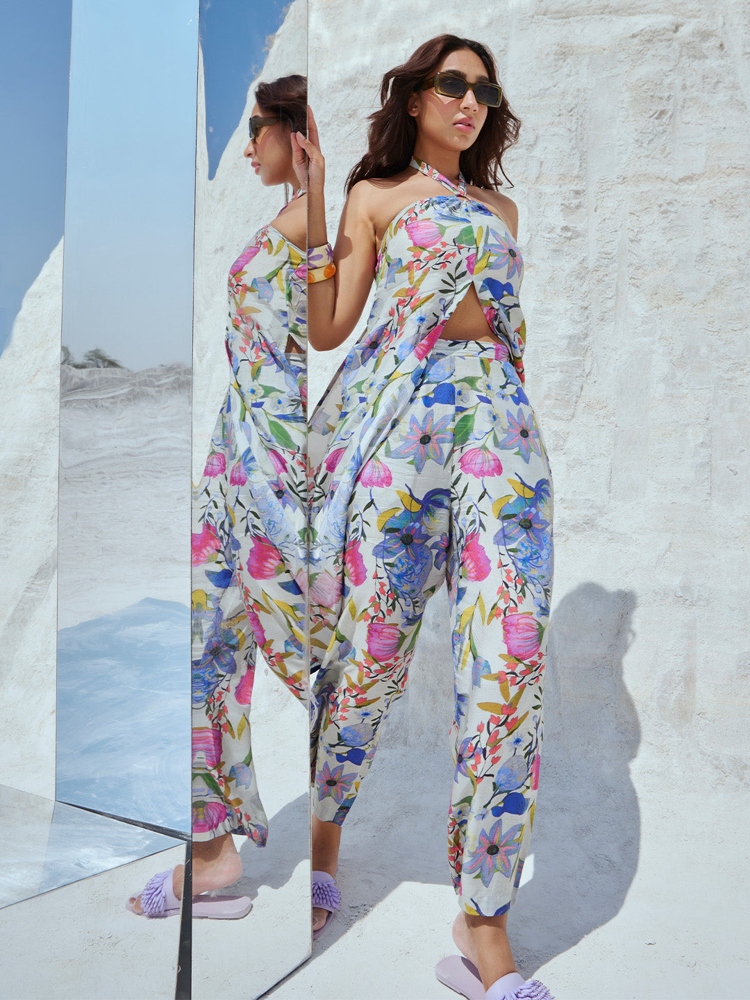 Zaccai Women's Multi Muslin Floral Co-Ords - Distacart
