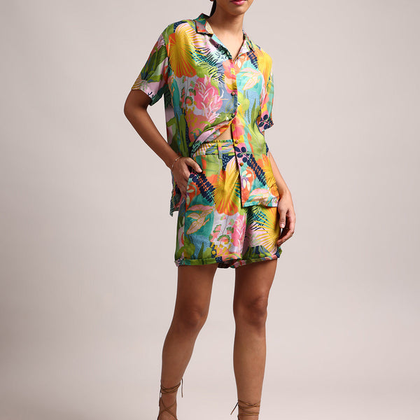 Zaccai Women's Multi Muslin Tropical Co-Ords - Distacart