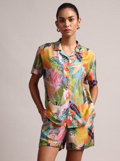 Zaccai Women's Multi Muslin Tropical Co-Ords - Distacart