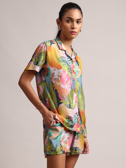Zaccai Women's Multi Muslin Tropical Co-Ords - Distacart