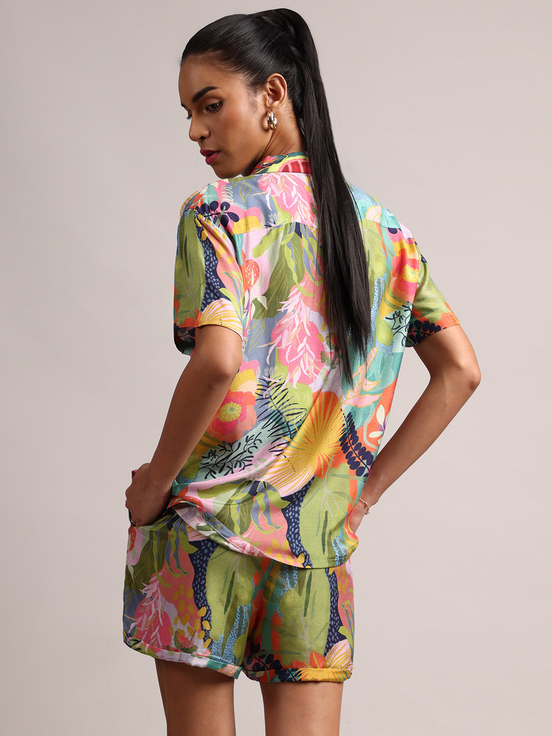 Zaccai Women's Multi Muslin Tropical Co-Ords - Distacart