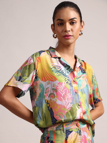 Zaccai Women's Multi Muslin Tropical Co-Ords - Distacart