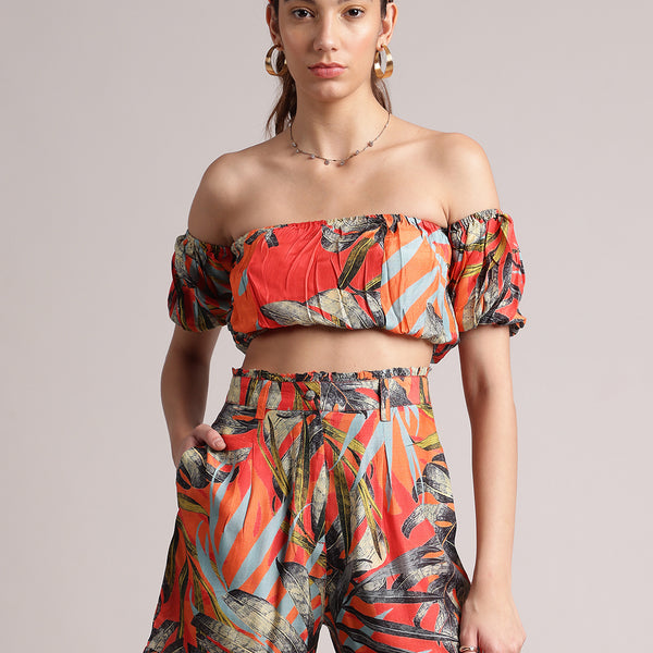 Zaccai Women's Orange Muslin Tropical Co-Ords - Distacart