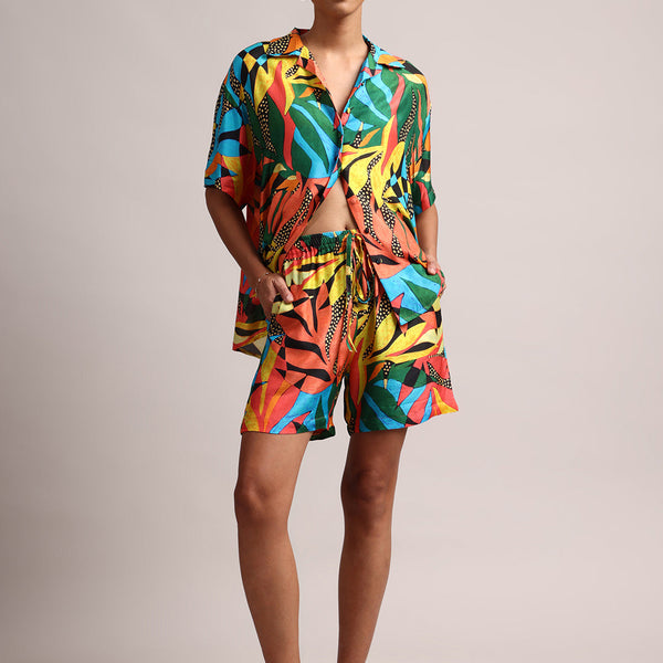 Zaccai Women's Multi Muslin Tropical Co-Ords - Distacart