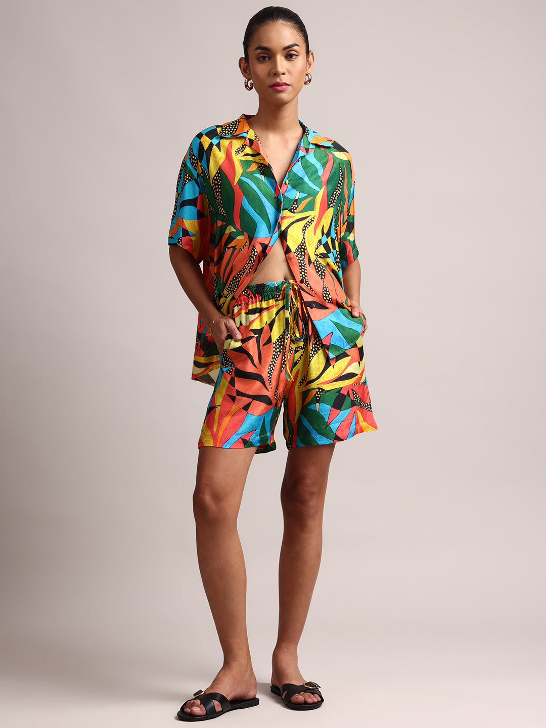 Zaccai Women's Multi Muslin Tropical Co-Ords - Distacart