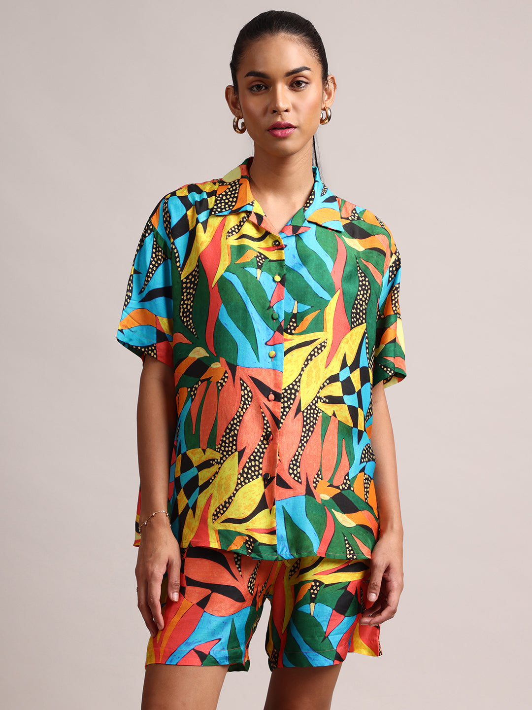 Zaccai Women's Multi Muslin Tropical Co-Ords - Distacart