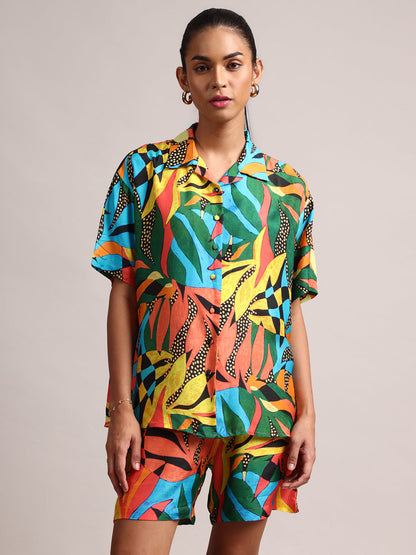 Zaccai Women's Multi Muslin Tropical Co-Ords - Distacart