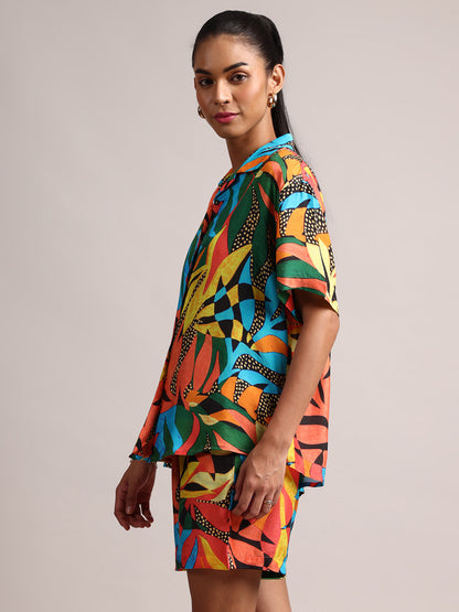 Zaccai Women's Multi Muslin Tropical Co-Ords - Distacart