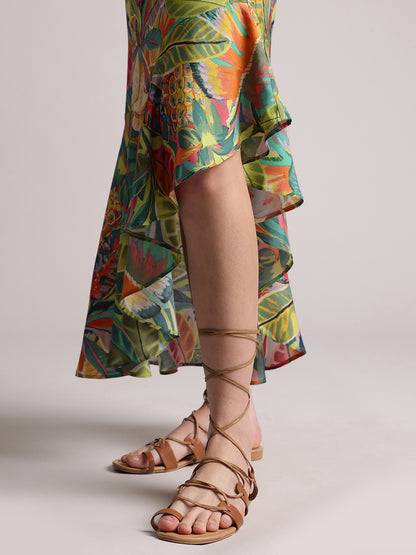 Zaccai Women's Green Muslin Tropical Co-Ords - Distacart
