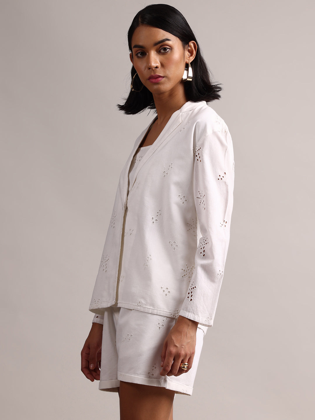 Zaccai Women's White Cambric Schiffli Co-Ords - Distacart