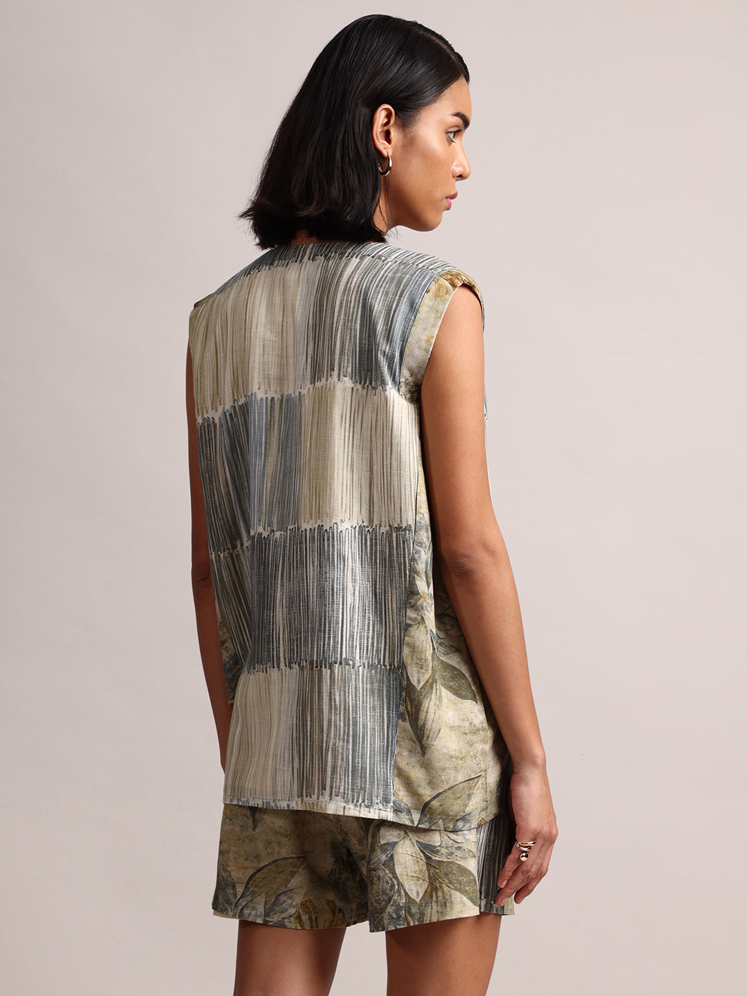 Zaccai Women's Grey Linen Striped Co-Ords - Distacart