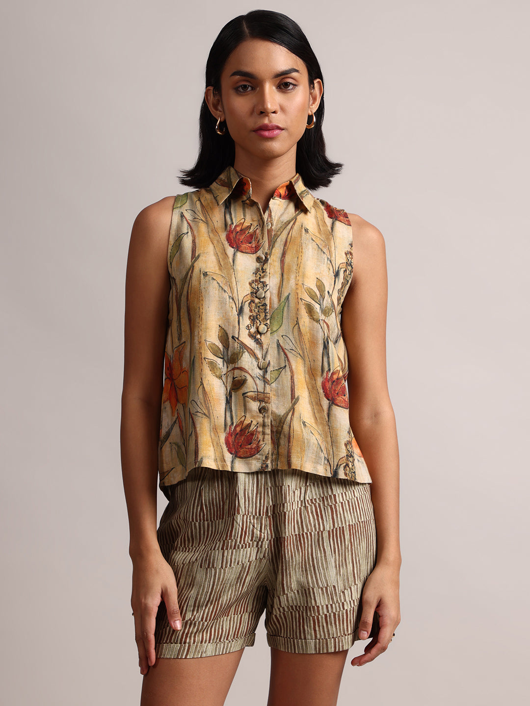 Zaccai Women's Yellow Linen Floral Co-Ords - Distacart