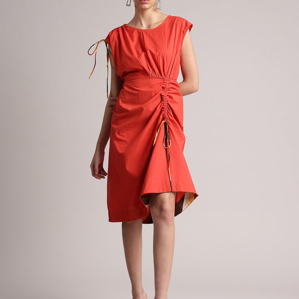 Zaccai Women's Rust Poplin Solid Dress - Distacart