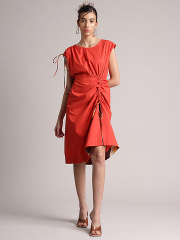 Zaccai Women's Rust Poplin Solid Dress - Distacart